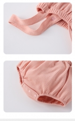 2025 Spring Infant Baby Girls Floral Long Sleeves Top With Plain Sleeveless Onesies Sets Wholesale
