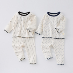 Spring Infant Baby Unisex Simple Pattern Long Sleeves Comfy Top + Trousers Pajamas Sets Wholesale