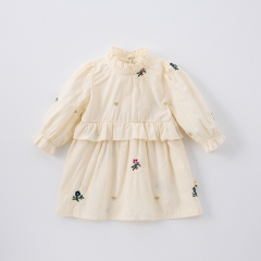 New Arrival Spring Infant Baby Kids Girls Stylish Flowers Pattern Princess Long Sleeves Dress Wholesale