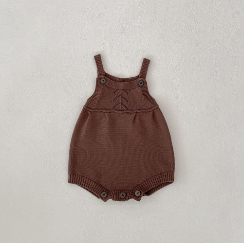 Spring Infant Baby Unisex Knitted Sleeveless One Piece Solid Color Bodysuit Onesies Wholesale