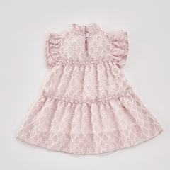 2025 Summer Infant Baby Girls Short Sleeves Argyle Pattern Pink Dress Wholesale