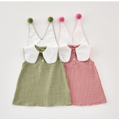 2025 Summer Infant Baby Kids Girls Sleeveless Striped Pattern Dress Wholesale