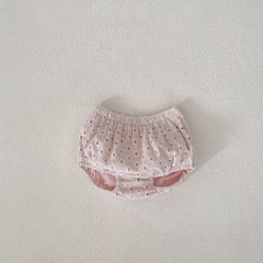 2025 Summer Infant Baby Girls Fly Sleeves Hollow-out Double-layer Top With Bloomers Sets Wholesale