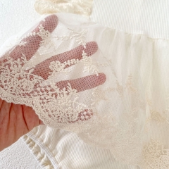 2025 Summer Infant Baby Kids Girls Lace Embroidery Floral Pattern Fly Sleeves Dress Wholesale