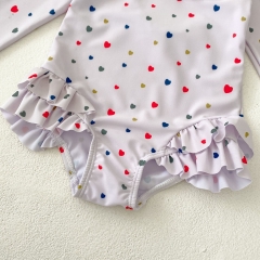 2025 Summer Infant Baby Kids Girls Colorful Heart Pattern Long Sleeves Swimwear Onesies Wholesale