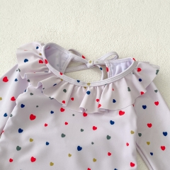 2025 Summer Infant Baby Kids Girls Colorful Heart Pattern Long Sleeves Swimwear Onesies Wholesale