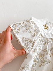 2025 Summer Infant Baby Girls Flowers Pattern Printed Short Sleeves Dress Wholesale