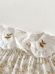 2025 Summer Infant Baby Girls Flowers Pattern Printed Short Sleeves Dress Wholesale