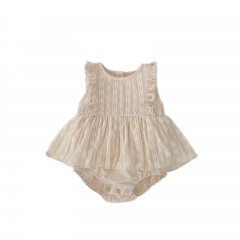 2025 Summer Infant Baby Kids Girls Sleeveless Floral Embrodiery Pattern Dress Wholesale