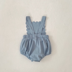 2025 Summer Infant Baby Kids Short Sleeves T-shirt With Blue Onesies Overalls and Hat Sets Wholesale