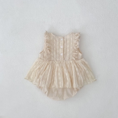 2025 Summer Infant Baby Kids Girls Sleeveless Floral Embrodiery Pattern Dress Wholesale