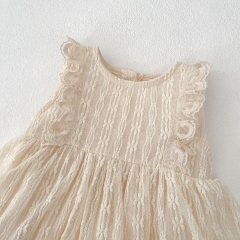 2025 Summer Infant Baby Kids Girls Sleeveless Floral Embrodiery Pattern Dress Wholesale
