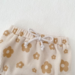 2025 Summer Infant Baby Girls Sleeveless Floral Pattern Top Onesies and Bloomers Sets Wholesale