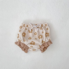 2025 Summer Infant Baby Girls Sleeveless Floral Pattern Top Onesies and Bloomers Sets Wholesale