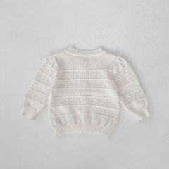New Arrival Spring and Summer Infant Baby Kids Striped Long Sleeves Single Breasted Thin Knitted Cardigan Wholesale