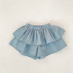 2025 Summer Infant Baby Girls Blue Strap Top Dress With Skirt Sets Wholesale