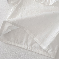 New Arrival Summer Baby Kids Girls Short Sleeves Solid Color Dots Pattern Top for Stylish Girls Wholesale