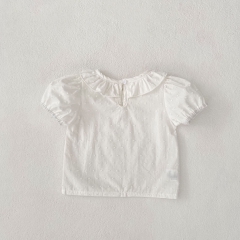 New Arrival Summer Baby Kids Girls Short Sleeves Solid Color Dots Pattern Top for Stylish Girls Wholesale
