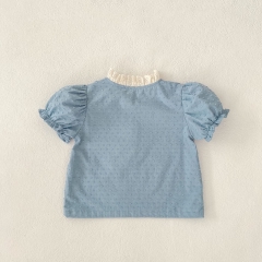 2025 Summer Infant Baby Girls Short Sleeves Dots Pattern Top Shirt With Bloomers Sets Wholesale