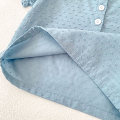 2025 Summer Infant Baby Girls Short Sleeves Dots Pattern Top Shirt With Bloomers Sets Wholesale