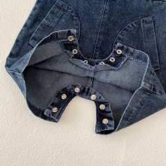2025 Summer Infant Baby Kids Unisex Sleeveless Solid Color Denim Rompers Overalls Wholesale