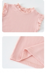 2025 Summer Infant Baby Kids Sleeveless Pink Vest With Floral Onesies Overalls Sets Wholesale