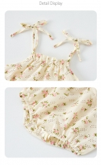 2025 Summer Infant Baby Kids Sleeveless Pink Vest With Floral Onesies Overalls Sets Wholesale