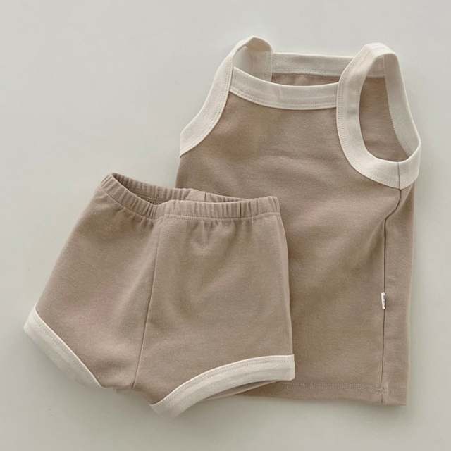 2025 Summer Infant Baby Unisex Color Patchwork Sleeveless Top Vest With Bloomers Sets Wholesale