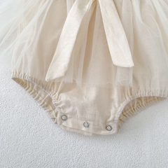 2025 Summer Infant Baby Kids Girls Sleeveless Tulle Patchwork Flowers Pattern Onesies Dress Wholesale