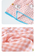 2025 Summer Infant Baby Girls Sleeveless Cartoon Rabbits Pattern Embroidered Plaid Dress Wholesale