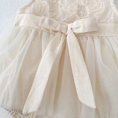 2025 Summer Infant Baby Kids Girls Sleeveless Tulle Patchwork Flowers Pattern Onesies Dress Wholesale