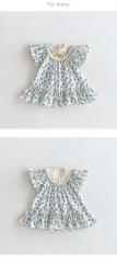 2025 Summer Infant Baby Kids Girls Short Sleeves Butterfly-bow Embroidered Pattern Floral Dress Wholesale