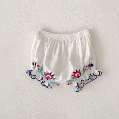 2025 Summer Infant Baby Girls Dots Jacquard and Flowers Embroidered Pattern Sleeveless Top Vest With Bloomers Sets Wholesale