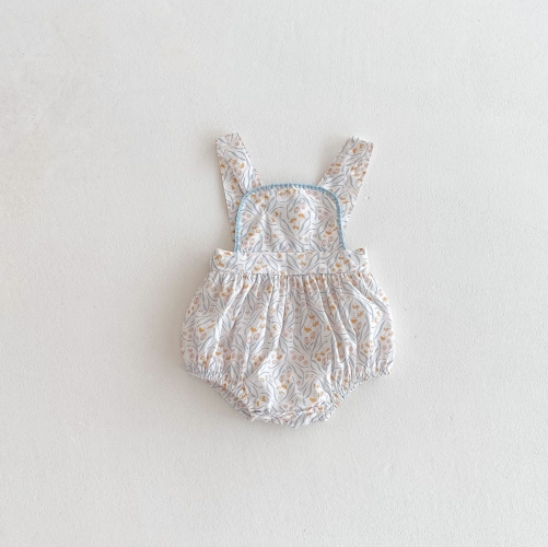 2025 Summer Infant Baby Girls Short Sleeves Plain Top With Floral Onesies Sets Wholesale