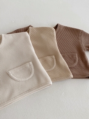 2025 Summer Infant Baby Solid Color Plain Short Sleeves Waffle Grid T-shirt With Shorts Sets Wholesale