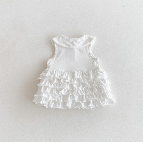 2025 Summer Infant Baby Girls Solid Color Ruffle Sleeveless Dress Wholesale