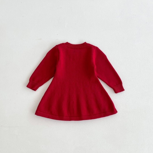 2025 Autumn and Winter Infant Baby Girls Long Sleeves Striped Pattern Knitted Dress Wholesale