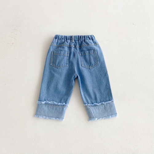 2025 Autumn Baby Girls Color Patchwork Denim Pants Wholesale