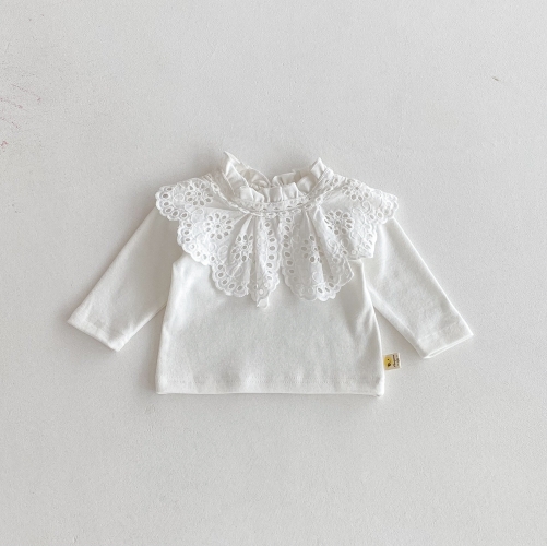 New Arrivals Autumn Baby Girls Long Sleeves Floral Hollow-out Pattern Top Wholesale