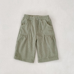 2025 New Arrival Baby Kids Unisex Solid Color Striped Pattern Corduroy Pants In Spring and Autumn Wholesale