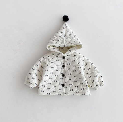 New Arrival Autumn and Winter Infant Baby Girls Butterfly-bows Pattern Long Sleeves Coat Wholesale