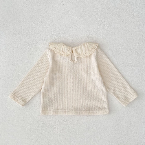 New Arrival Autumn Baby Kids Girls Long Sleeves Solid Color Striped and Embroidery Pattern Top for Stylish Girls Wholesale