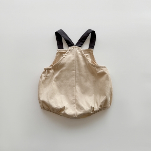 2025 Autumn Infant Baby Kids Unisex Sleeveless Color Patchwork Strap Onesies Overalls Wholesale
