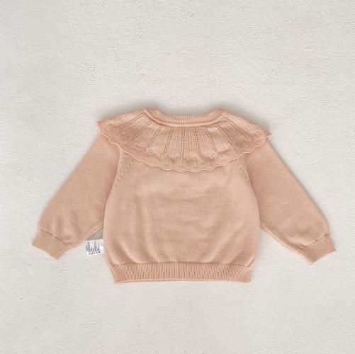 New Arrival Spring and Autumn Baby Girls Long Sleeves Jacquard and Hollow-out Pattern Sweater Wholesale