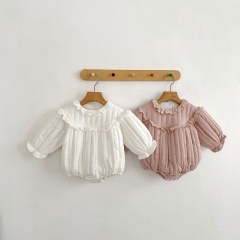 Winter Infant Baby Girls Solid Color Thick Long Sleeve One Piece Onesies Wholesale
