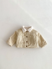 New Arrival Winter Infant Baby Unisex Fleece-line Warm Long Sleeves Corduroy Coat Wholesale