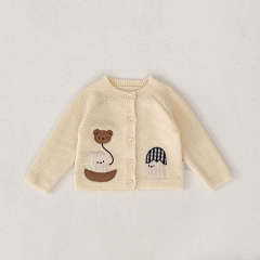 New Arrival Autumn and Spring Infant Baby Unisex Cartoon Pattern Long Sleeves Single Breasted Knitted Cardigan Wholesale