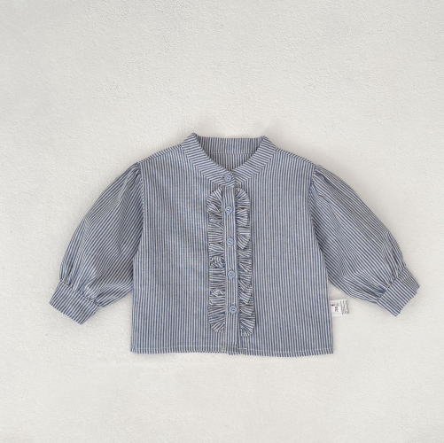 New Arrival Autumn Baby Kids Girls Long Sleeves Striped Pattern V Neck Shirt for Stylish Girls Wholesale