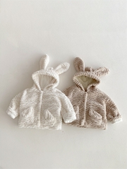 New Arrival Autumn and Winter Infant Baby Unisex Fluffy Warm Long Sleeves Solid Color Coat Wholesale