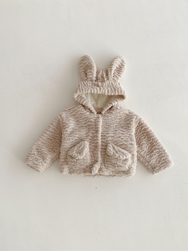 New Arrival Autumn and Winter Infant Baby Unisex Fluffy Warm Long Sleeves Solid Color Coat Wholesale